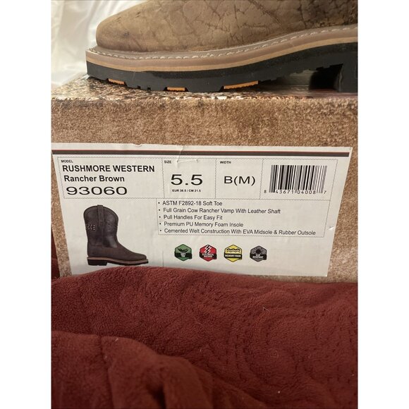 NWB Hoss Rushmore Soft Toe Boot Brown‎ Leather Cowboy Western Stars Men Sz 5.5 M main image 15